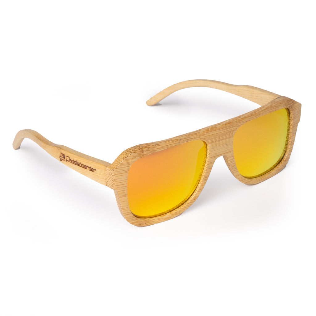 Paddleboarder Floating Sunglasses - Adventurer Bamboo w/ Orange Mirror  Polarized Lens